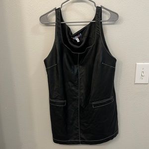 Black leather mini dress